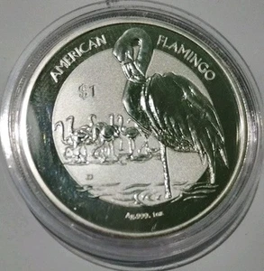 British Virgin Islands American Flamingo 2021 silver coin 1 oz - Picture 1 of 2