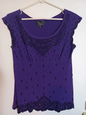 DRESSBARN  PURPLE SLEEVELESS  TOP SIZE PETITE MEDIUM - Image 1 of 4