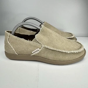 Crocs Santa Cruz Khaki Tan Slip-on Loafers Men 9 Canvas Comfort Casual Shoes NEW - Bild 1 von 18