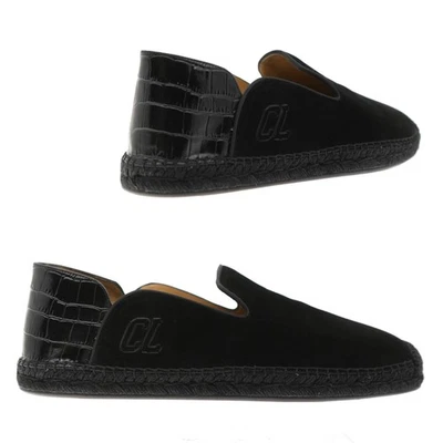 Christian Louboutin Varsi Alpargatas Negro Gamuza Cuero Talla 12 EE. UU. Nuevas Foto 1 de 4