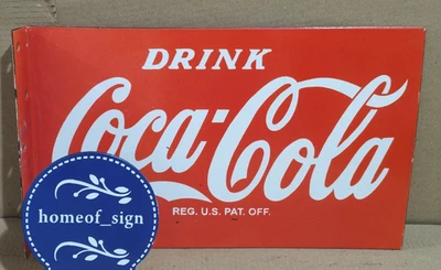 Drink  Coca Cola Porcelain Enamel Sign 18 x 10 Inches 2 Sides - Image 1 of 4