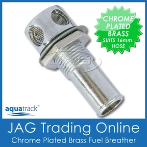 CHROME PLATED BRASS STRAIGHT FUEL BREATHER/VENT 16mm 5/8" - Boat/Car/Gas Tank - Picture 1 of 2