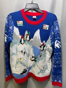 Holiday Time Boys Blue Penguin Sweater SKU 7554 Size XL - Picture 1 of 12