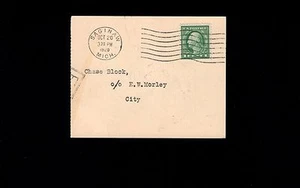 Saginaw Michigan Water Receipt Card 1c Washington Franklin 1920 Card 3n - Picture 1 of 2