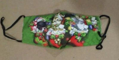 Christmas Face Mask, 3 KITTIES IN STOCKINGS  - Image 1 of 4