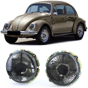Faro IZQUIERDO DERECHO H4 para VW Escarabajo + Cabrio desde 1973- negro punto de mira - Imagen 1 de 4