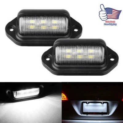 2Pcs Universal 6 LED License Plate Tag Light Lamp For Truck Trailer SUV RV Van - Image 1 of 4