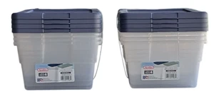Contenedores de almacenamiento Sterilite 6 cuartos de galón 13-5/8"X8-1/4"X4-7/8" bañera transparente tapa azul 8 paquetes - Imagen 1 de 3