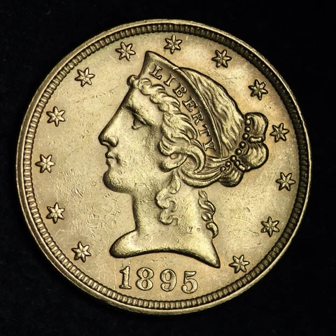 1895 Gold $5 Dollar Half Eagle CHOICE AU+ FREE SHIPPING E388 WMEG Cover