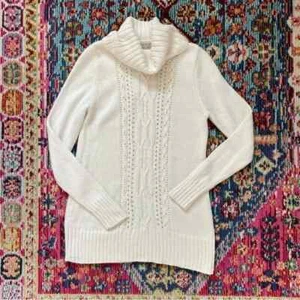 A Pea In the Pod Maternity Cream Cableknit Cowl Neck Sweater Tunic Size M - Picture 1 of 10