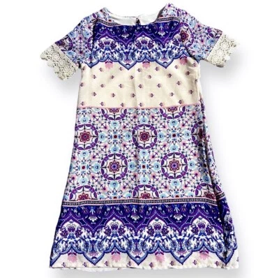 Kids Girls Size 6x Crochet Sleeves RARE EDITIONS Ankle Length Dress Floral Print - Image 1 of 4