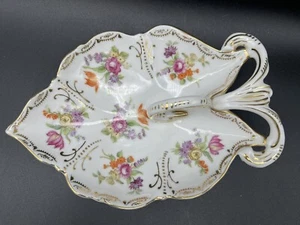 Porzellan handbemalt 7,5" Fingerschlaufe handbemalt Bonboniere Blattform  - Bild 1 von 6