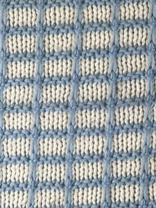 Knitted Lap or Baby  42in x 44in Blanket Blue & White Rectangular Design - Picture 1 of 17