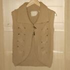 Kenji Anthropologie Lambswool Blend Chunky Tan Sweater Vest Small