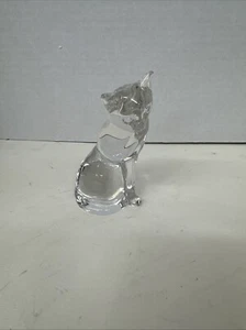 Clear Cat Lenox Fine Crystal Cat Figurine Kitty Licking Paw 4 1/4" Vintage - Picture 1 of 6