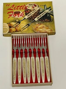 Vintage kleine Gabel 8 Stück Edelstahl Cocktailgabeln Set dekorativer Griff - Bild 1 von 5