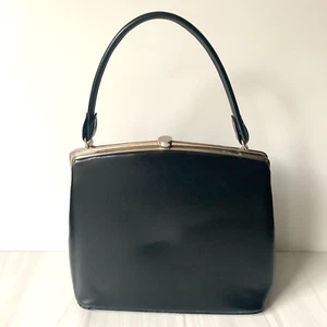 Vintage Dover Satchel Purse Top Handle Handbag Vinyl Silver Clasp Classic USA - Picture 1 of 22