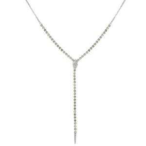 Vera Wang Silver Tone Green Crystal Snake Y Necklace - Picture 1 of 1
