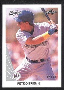 PETE O'BRIEN 2012 LEAF MEMORIES #9 SILVER 1990 BUY BACK MARINERS 9/20 SP