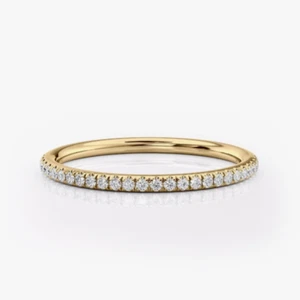 14K Yellow Gold Engagement Band with 0.20 Ct Lab Created Round Cut Diamond 57 - Picture 1 of 10