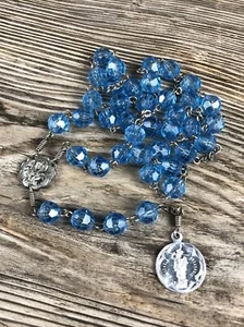 Vintage Plastic Blue Religious Rosary Prayer Beads - Picture 1 of 2