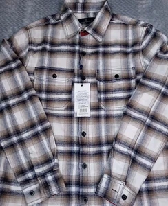 Camisa de franela cepillada Rainforest Signature para hombre mediana blanca/marrón a cuadros $125 - Imagen 1 de 9