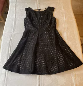 Ann Taylor LOFT Black Eyelet Sleeveless A-Line Dress Size 10 - Picture 1 of 14