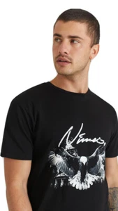 Nimes Mens Aquila Print T-shirt-Black Large - Picture 1 of 4