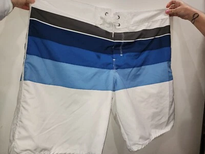 Men's Old Navy Swim Trunks Multicolor Striped XXL  White Blue Made in India - Image 1 of 3