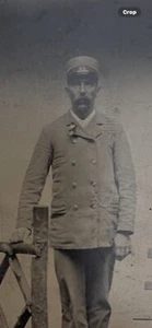 Antique Tintype Studio Photograph Postal Man Mail Carrier Train Conductor? Cap - Picture 1 of 4