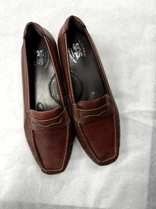 SAS "PENNY J" TRIPAD LEATHER LOAFER SIENA BROWN/FAUX SNAKE SIZE 9 M NEW IN BOX - Picture 1 of 2
