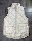 Woolrich Puffer Vest Womens Small Beige Duck Down Full Zip Quilted Pockets