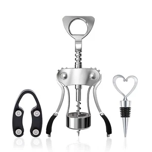 3Pcs Wine Opener Gift Set Wing Corkscrew Beer Bottle Opener & Stopper Cutter - Picture 1 of 8