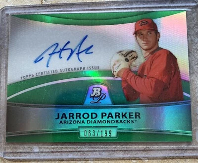 Autógrafos JARROD PARKER 2010 Bowman Platinum Prospect refractores verdes/199 Foto 1 de 2