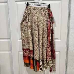 Earthbound Trading One size Boho Scarf Skirt Asymmetrical Cycled Sari Wrap - Picture 1 of 10