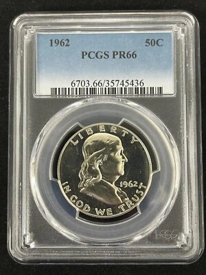 1962 50c Proof Franklin Silver Half Dollar - PCGS PR66 - Image 1 of 2