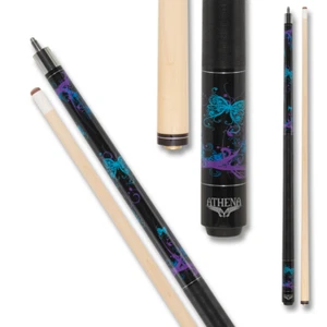 Athena ATH44 Teal and Purple Butterflies Pool Cue Billiard Stick Billiards Cues - Picture 1 of 8