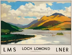 Póster de viaje ferroviario TX290 vintage Loch Lomond Escocia LMS LNER A2/A3/A4 - Imagen 1 de 1
