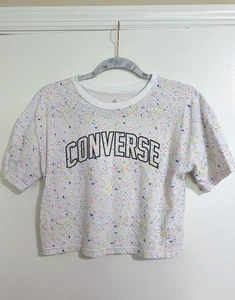 Kid Girl's Pre-Teen Converse Neon Splatter Paint Short Sleeve Crop Top | Size M - Picture 1 of 3