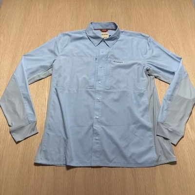 EUC Simms Shirt Mens Large Blue Gray Fishing Long Sleeve Button Up Performance - Image 1 of 4