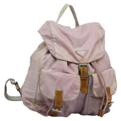 Mochila Prada Nylon Rosa Plata Auténtica MY315 Foto 1 de 4