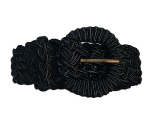 LORD & TAYLOR Vintage 80's Womens Corded Braided Belt Black Size S/M Classic - Picture 1 of 9