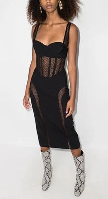 Vestido corsé DION LEE negro con inserción de encaje mezcla de lana, 4 EE. UU., 40 IT, 8 Reino Unido, Nuevo Foto 1 de 4