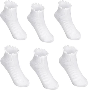 6 Paar Rüschen Socken Damen, Socken mit Rüschen Damen, Rüschensöckchen Damen, At - Bild 1 von 7