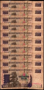 Zimbabwe 100 dólares, 1995, P-9, dañado X 10 piezas - Imagen 1 de 2
