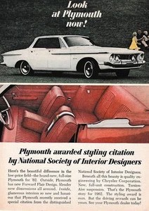1962 Plymouth: National Society of Interior Designers Vintage Print Ad - Picture 1 of 1