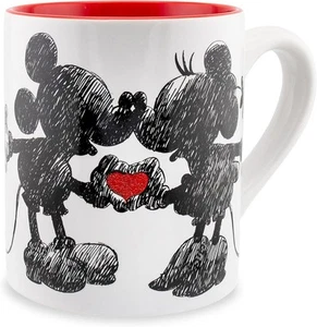 NEU Silber Büffel Disney Mickey Minnie LOVE Skizzenbuch Glitzer Keramiktasse 14 Unzen - Bild 1 von 6