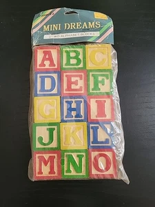New 15 Vintage Wooden ABC Blocks Letters Pictures 1” Wood Kids Blocks Crafts NOS - Picture 1 of 5