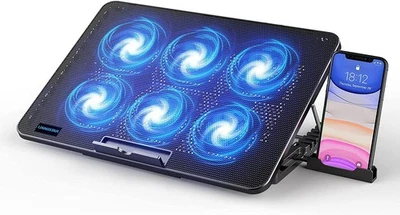 LIANGSTAR Kühler, 6 Leise Fans Gaming Cooler Kühlpads, Bis 17 Zoll (Blau) USB - Bild 1 von 4