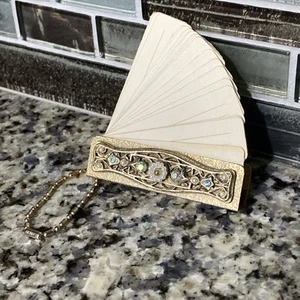 Vintage Victorian Revival 1950's Aide Memoire Key Chain With Address Book Jewels - Picture 1 of 5